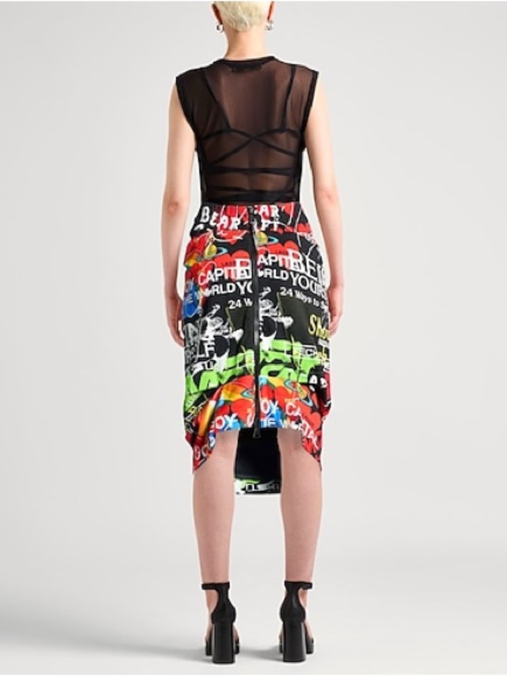 Vivienne Westwood Black Graphic Midi Skirt with Multicolor Print - Picture 3 of 15